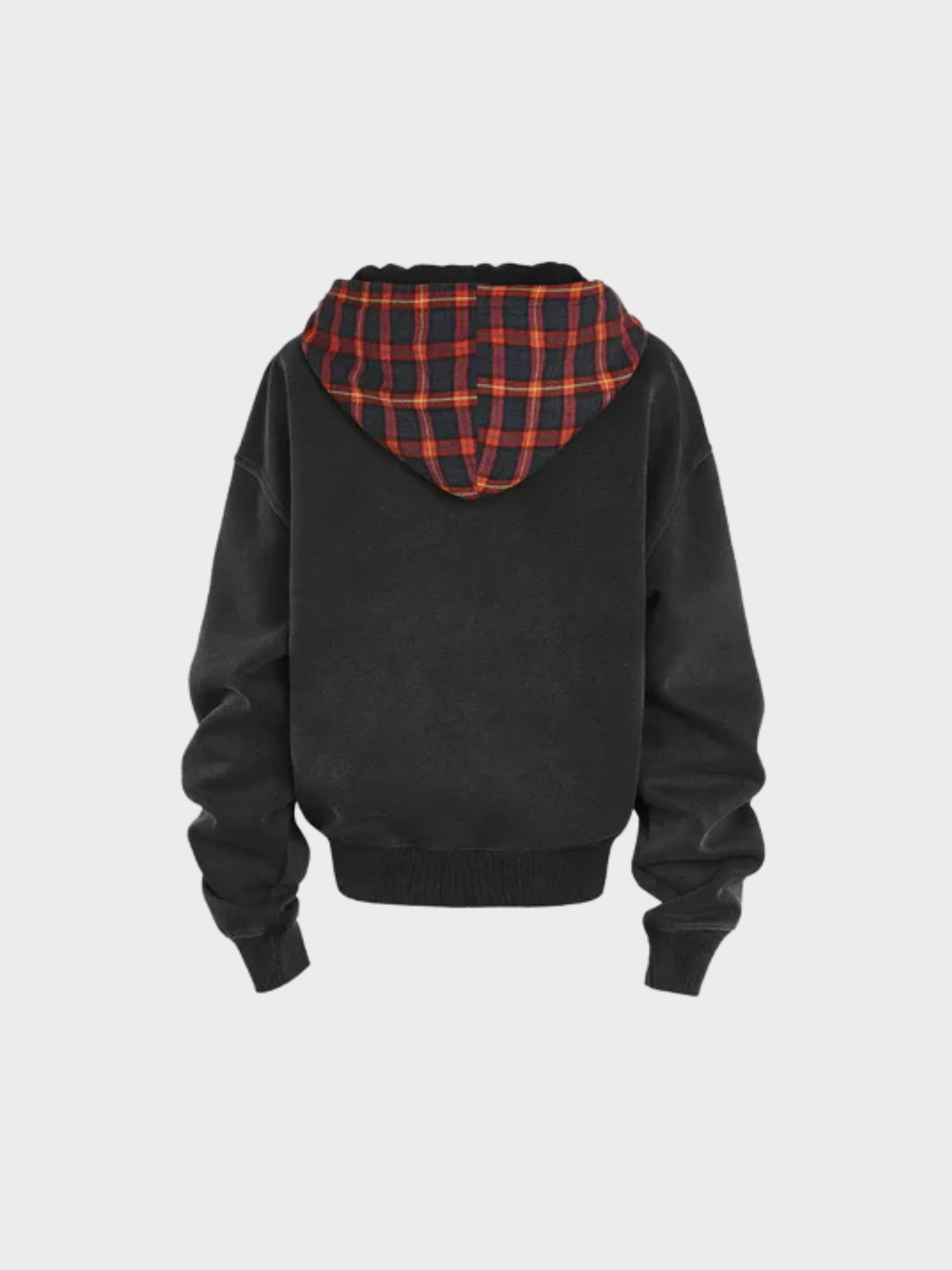 Vintage Plaid-Lined Zip Hoodie