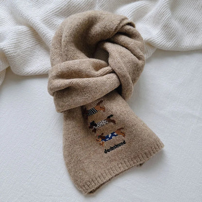Amalfi® Dachshund Embroidered Beanie & Scarf Set