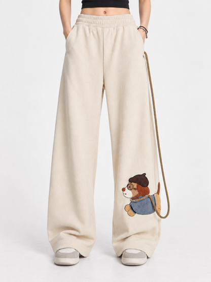Amalfi® Embroidered Leashed Pup Wide-Leg Pants