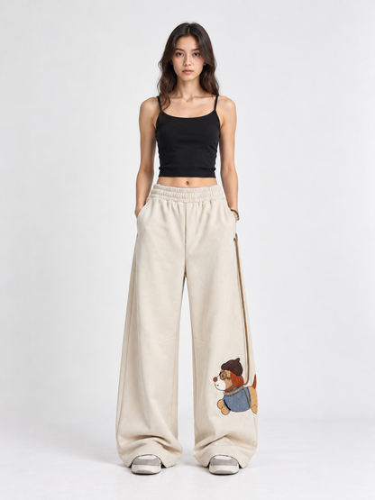 Amalfi® Embroidered Leashed Pup Wide-Leg Pants