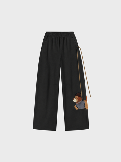 Amalfi® Embroidered Leashed Pup Wide-Leg Pants