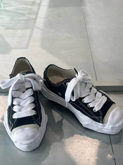 Distorted Canvas Low Sneakers